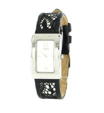 NEW  GUESS BLACK LACE OVERYLAY LEATHER WOMEN WATERPRO WATCH-G95355L