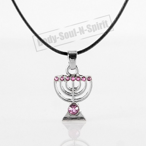 ROSA Halskette mit MENORA-Anhänger Kabbala Judaika Schmuck - Bild 5 von 6