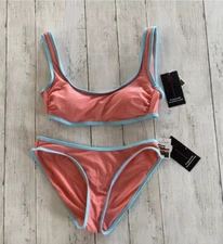 No Boundaries Juniors Swim Set Top & Bottom Bathing Suit Glitter Orange Med 7-9