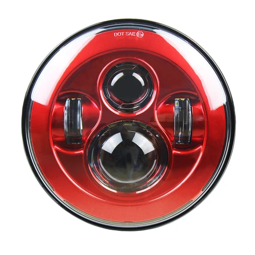 Red Round 7" LED Projection Headlight for Harley Softail Street Glide FLHX FLD