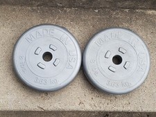 2 Plastic Sand Filled Barbell Plates 8 Lb Each USA Made With 1 Inch Center Hole