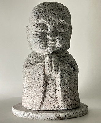 Gasshou Jizo Ojizo-Sama Granite Stone Sculpture Handmade Japanese