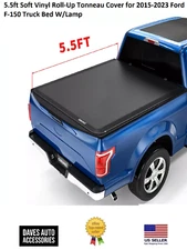 5.5ft Soft Vinyl Roll-Up Tonneau Cover for 2015-2023 Ford F-150 Truck Bed W/Lamp
