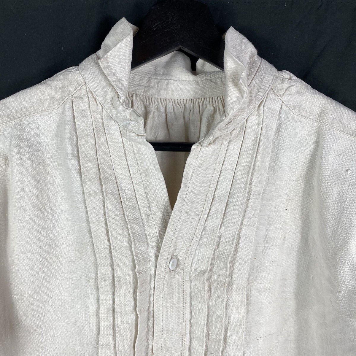 【1880s】French Antique White Linen Biaude Vintage 1920s French Pure Linen Shirt Biaude Workwear | eBay