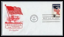 US FDC # 1249 5c Register & Vote  Artmaster  1964, 9L365