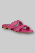  696 Manolo Blahnik Women Pink Pallera Knotted Slide Sandal Shoe US 7.5/EU 37.5