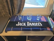 Jack Daniel's Beer Mat With Whiskey Glass And 2 Shot Glasses