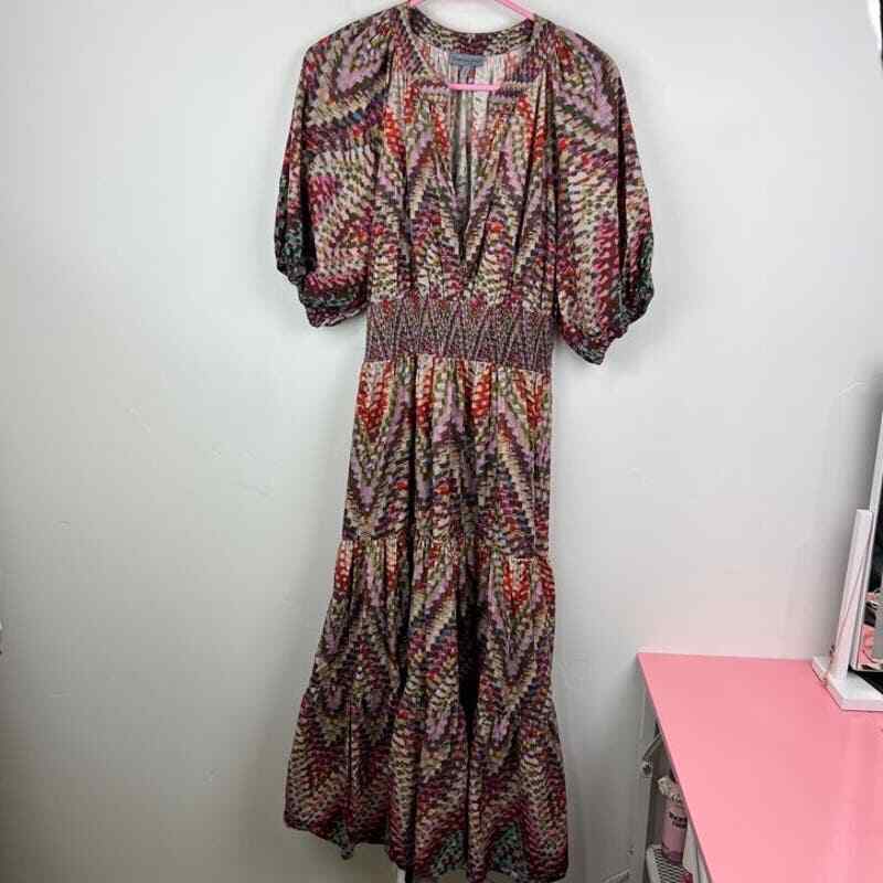 Anthropologie Conditions Apply Zig Zag Tiered Maxi Dress Womens size 12