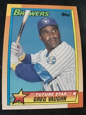 1990 Topps Baseball Rookie Card 57 Greg Vaughn Milwaukee Brewers NMMT Free Ship