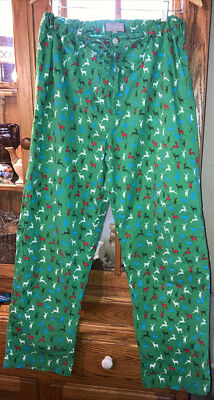 Neiman Marcus L PJ bottoms Reindeer print 100% Cotton - Christmas