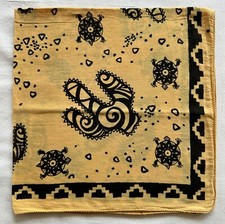 Mens Vintage Bandana Yellow Cotton Geometric Cactus Art Handkerchief Kerchief 21
