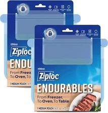 [2x] Ziploc Endurables Medium Pouch 2 Cups Reusable Silicone + Food Storage Bags