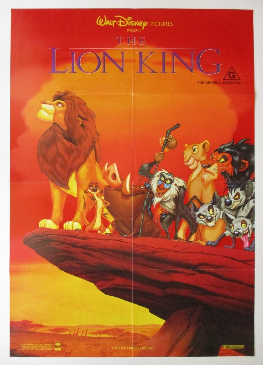 THE LION KING 1994 Original Australian movie poster Walt Disney
