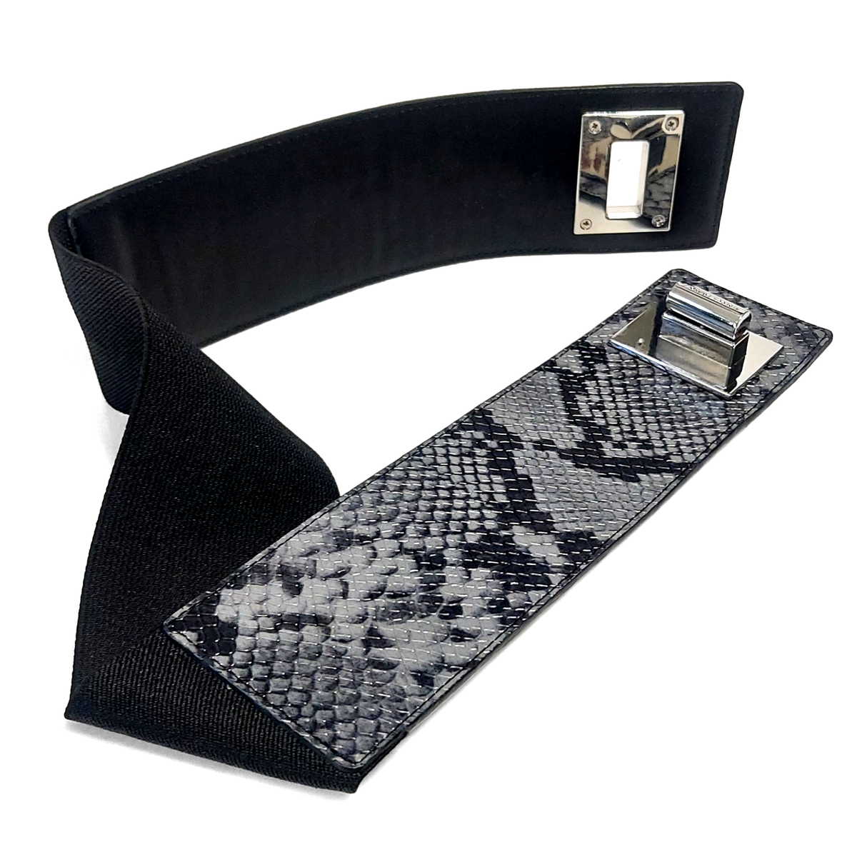 Rebecca Minkoff Leather Waist Belt Snake Print Twist Lock 