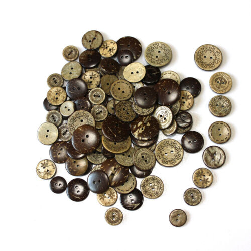  100 Pcs Scrapbooking Button Buttons for Sewing Crafting Coconut Shell - Picture 1 of 12