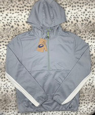 ASICS - Men's Knit Grid FLC 1/4 Zip Pullover Hoodie  Gray  M  60  NWT