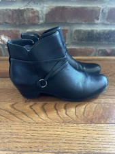 Abeo Maya Women’s Black Leather Zip Ankle Boots Size 7Narrow
