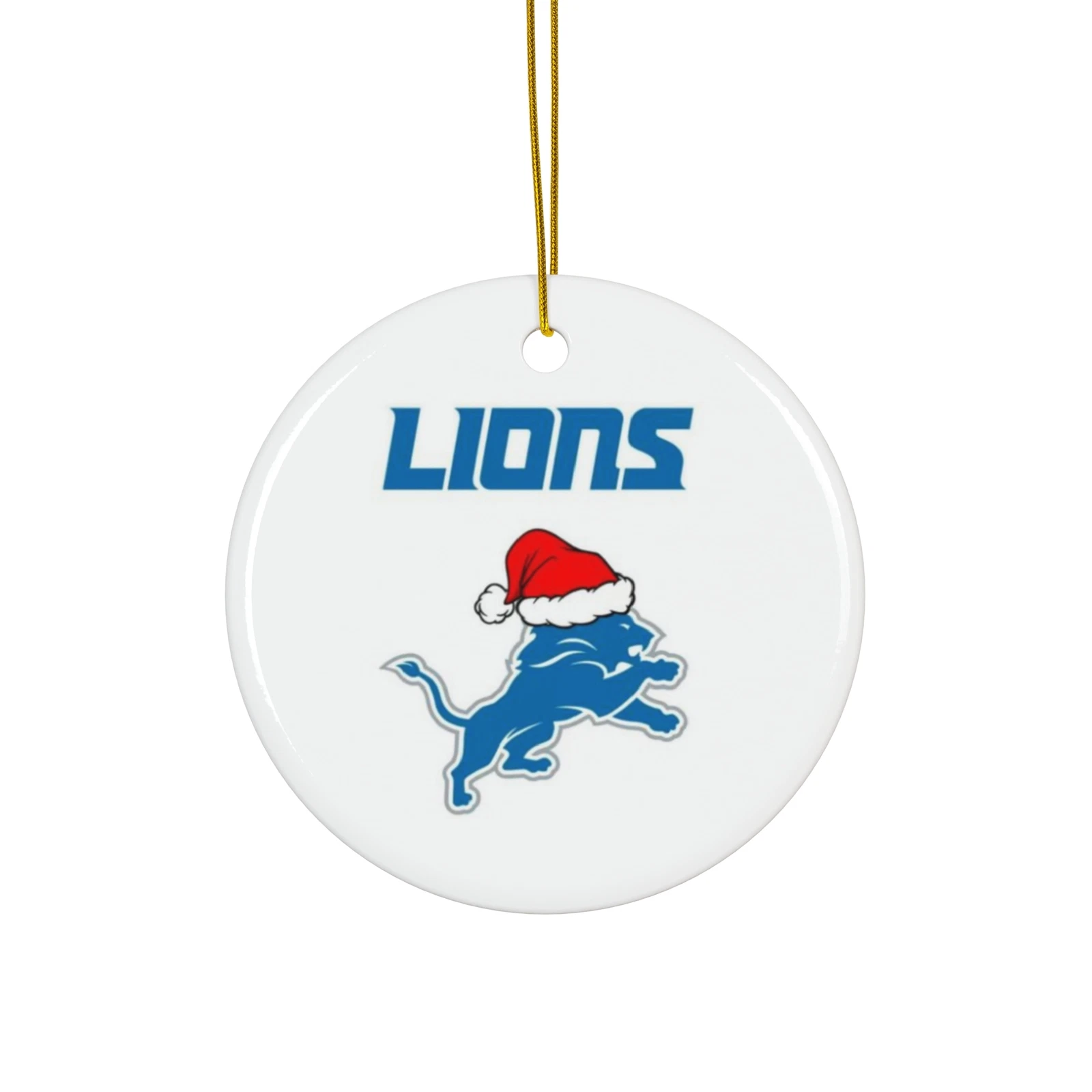 Detroit Lions Christmas Ceramic Ornament football Decoration Lions Fan Santa Hat