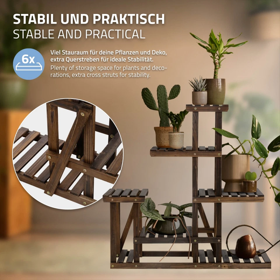 Soporte decorativo de madera para plantas cm pedestal con niveles a elegir - Imagen 3 de 4