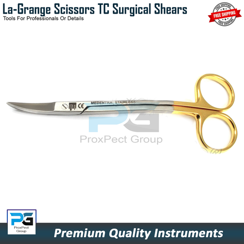 Dental Surgical Veterinary La Grange Tissue Scissors 12cm TC Double Curved Tool - Picture 4 of 5