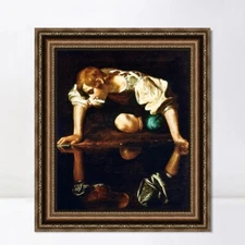 Framed Canvas Art Giclee Print Narcissus by Michelangelo Merisi da Caravaggio