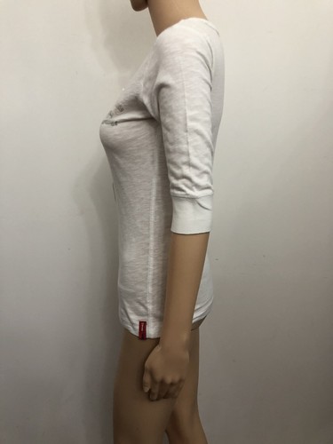 LONSDALE Cotton Off White 3/4 Sleeve Women’s T-shirt Top Size 6 Logo Print - Picture 5 of 8