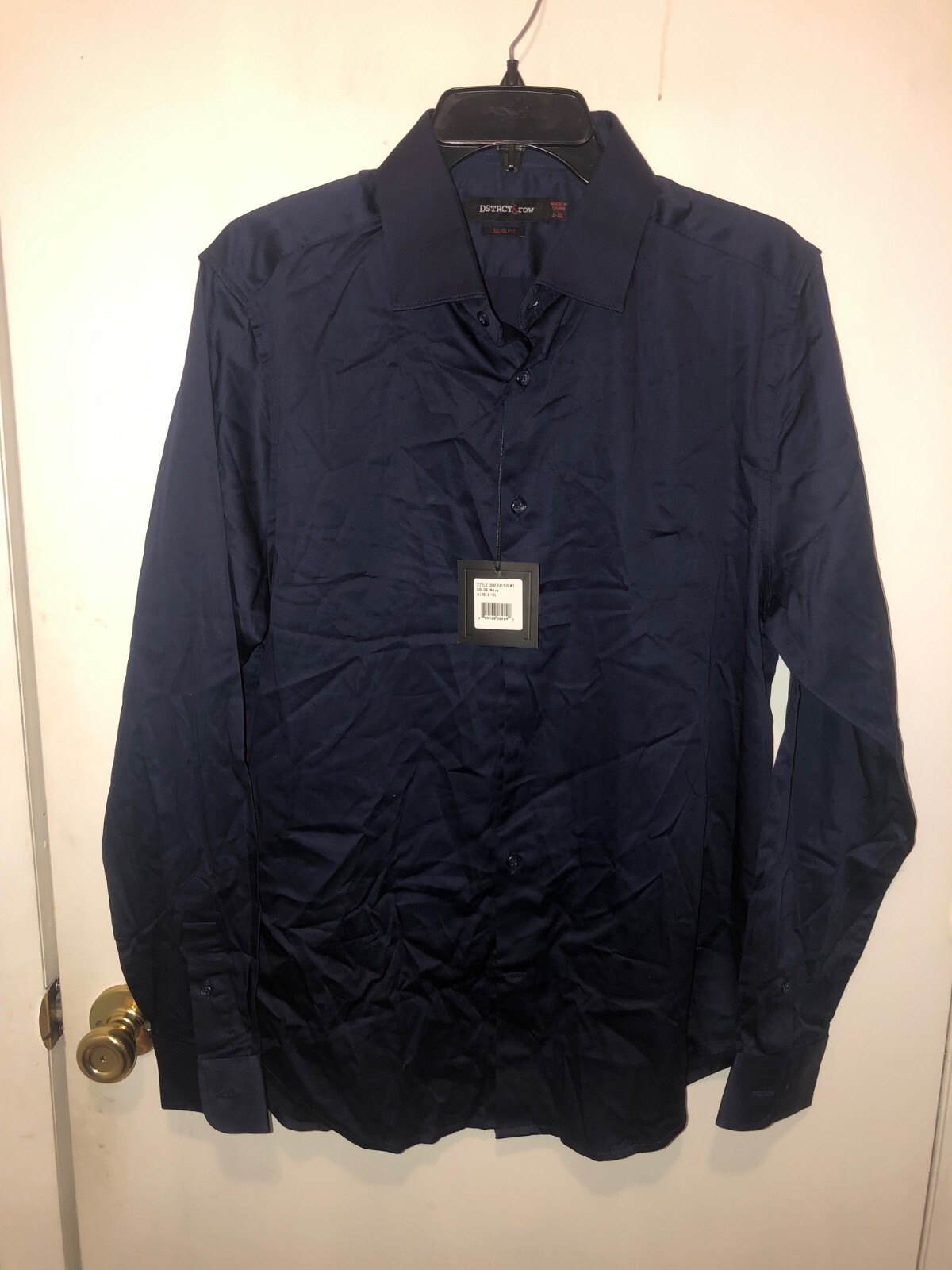 FILA Camicia uomo Dstrct & Row grande slim fit bottoni davanti blu navy manica lunga nuova con etichetta