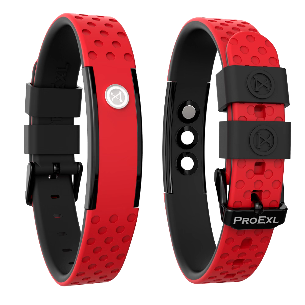 ProExl 9K Sports Golfers Magnetic Bracelet Red Waterproof Strap