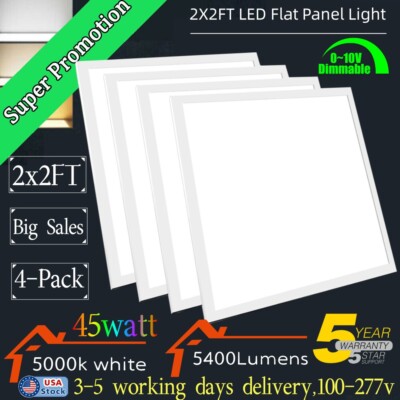 2x2 FT LED Flat Panel Troffer Light,0-10V Dim Ultra Slim Recessed Back-lit Light