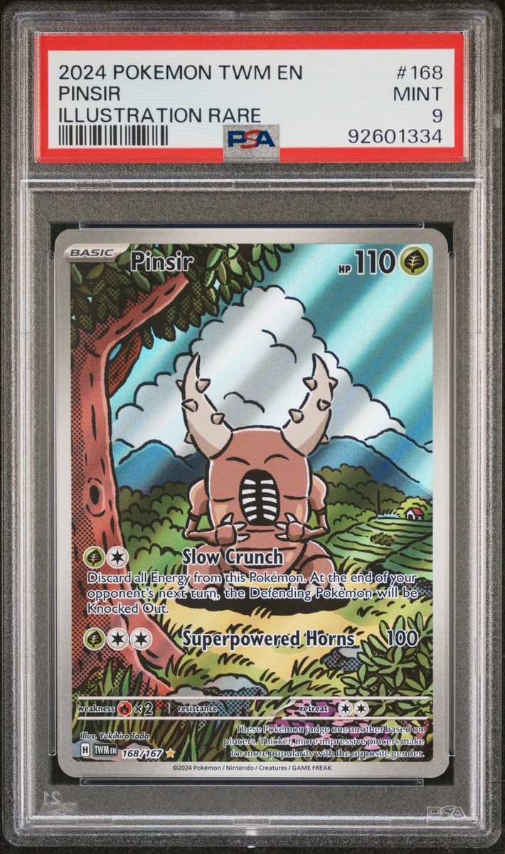 PSA 9 Pinsir Illustration Rare #168 2024 Pokemon TWM Masquerade