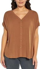 Orvis Women's Short Sleeve Button Front Blouse, Rust, S 