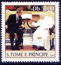 Pope John Paul II, President George W. Bush, Religion, Sao Tome 2003 MNH