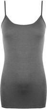 LADIES VEST TOPS PLUS SIZE STRAPPY TANK TOP WOMANS STRETCHY CAMI BODYCON JERSEY