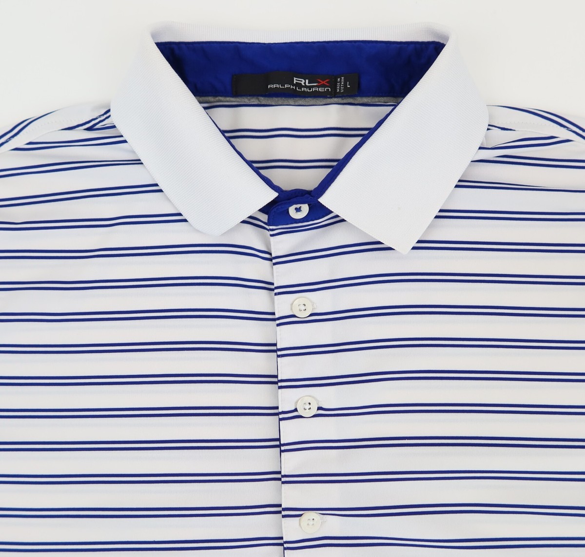 RLX Ralph Lauren Trump National Golf Club Polo White Blue Stripe