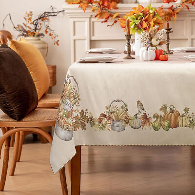 Tischdecke Kürbis aus Baumwollgobelin Herbstdecke verschiedene Größen 6948