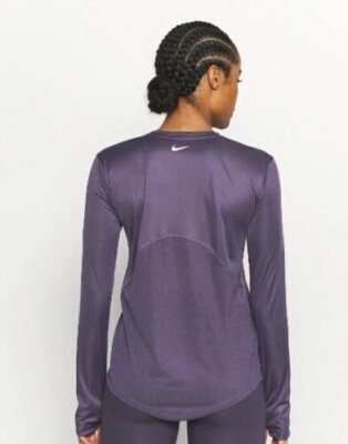 nike running miler long sleeve top in purple