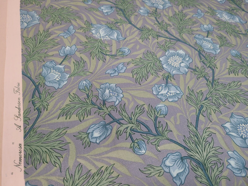 TELA SANDERSON FLORAL VINTAGE RETRO NEMEROSA ALGODÓN azul turquesa verde 4,5 mt NUEVO - Imagen 11 de 24