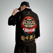 Men Retro Kimono Yukata Jacket Coat Cardigan Tops Haori Japanese Loose