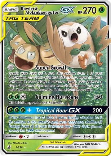 Rowlet & Alolan Exeggutor GX 1/236 Sm-Unified Minds