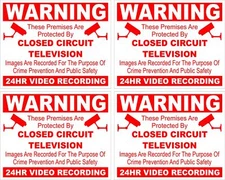 CCTV Camera warning sticker sign X 4 10cmx8cm safety video recording