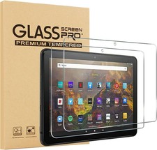 2 Pack Glass Screen Protector for Fire HD 10 11th Gen, HD Clear / 9H Hardness