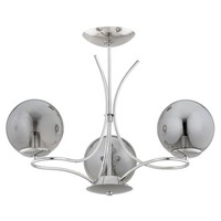 Deckenlampe 3-Flammig Chrom Rauchglas E14 L:50 Cm Deckenleuchte Schlafzimmer