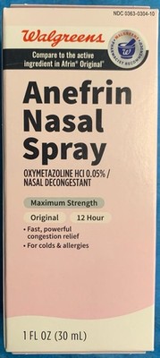 Walgreens Anefrin Nasal Spray Original maximum Strength 30mL Exp. 07/27 New