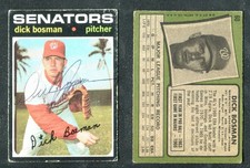 1971 Topps #60 Dick Bosman Autographed Signed AUTO Washington Senators