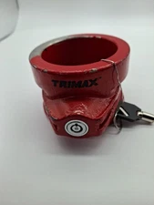 Trimax TFW80HD Heavy Duty Solid Steel 5th Wheel King Pin Trailer Lock - Red Used