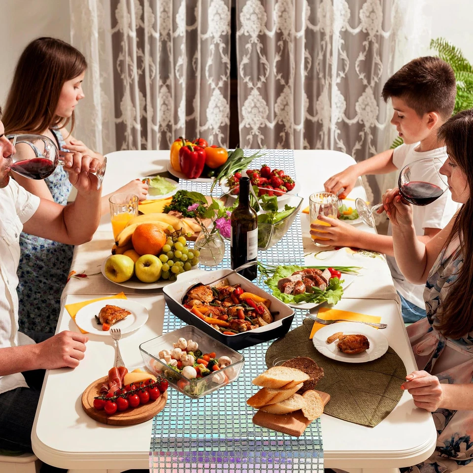 Pacote com 2 toalhas de mesa de discoteca, glitter corredor de mesa lantejoulas anos 80 anos 70 The... - Imagem 4 de 4
