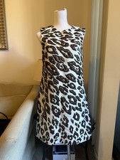 Oscar de la Renta Tweed Leopard Shift Dress Wool Mohair Lined US 4