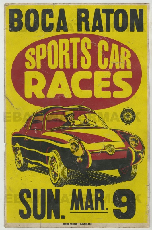 1950's Fiat Abarth Vintage Advertising Poster 11x17 Florida Boca Raton