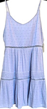 Altar’d State Blue Swiss Dot Mini Dress XS Tiered Boho Summer NWT