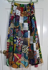 Vintage Handcrafted Bright Patchwork A-Line Maxi Skirt Small/Medium